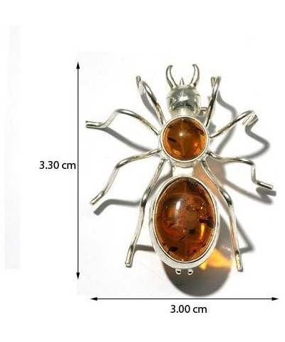 Honey Amber Sterling Silver Spider Pin Brooch $17.70 Brooches & Pins