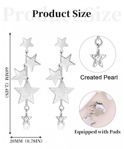 Dangle Clip On Earrings for Women Girls Lucky Star Flower Dangle Earring Elegant Drop Hypoallergenic Non Pierced Earring CZ B...