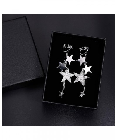 Dangle Clip On Earrings for Women Girls Lucky Star Flower Dangle Earring Elegant Drop Hypoallergenic Non Pierced Earring CZ B...