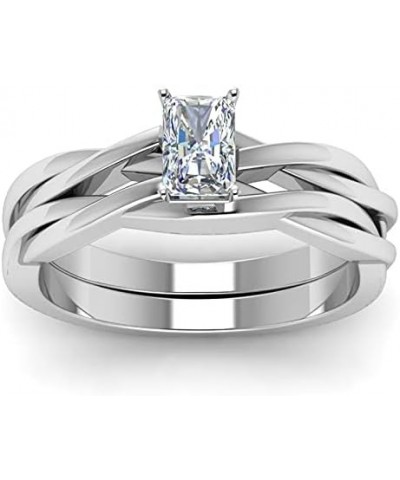 Solitaire Fancy Style White Moissanite Diamond In 925 Sterling Silver For Engagement Ring Set Radiant Shape $47.74 Rings