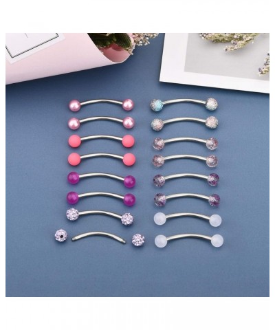 14g Stainless steel Long Nipple Rings Curved Barbells Pettie Belly Rings Curved Barbells Nipplerings Piercing Jewelry for Wom...