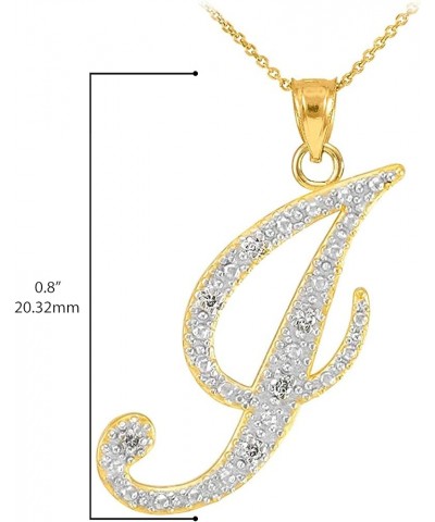 14K Yellow Gold Diamond Accented Dangling Cursive Initial A-Z Charm 4/5" Pendant Necklace (J-K Color, I1-I2 Clarity) - Choice...