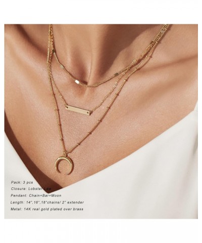 Layered Heart Necklace Pendant Layering Necklaces in 14K Gold Dainty Layering Necklace Set for Women, 14"-32 Style:Layer Bar ...