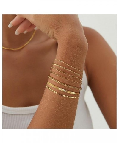 Gold Bracelets for Women 14K Dainty Gold/Silver Bracelet Stack Trendy Waterproof Gold Plated Bracelet Adjustable Layered Meta...