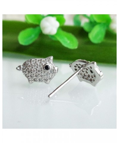 925 Sterling Silver Cute Dog Puppy Zirconia Earrings Ear Stud Piercing white gold plated Fashion Jewelry Gifts WK90055 Silver...