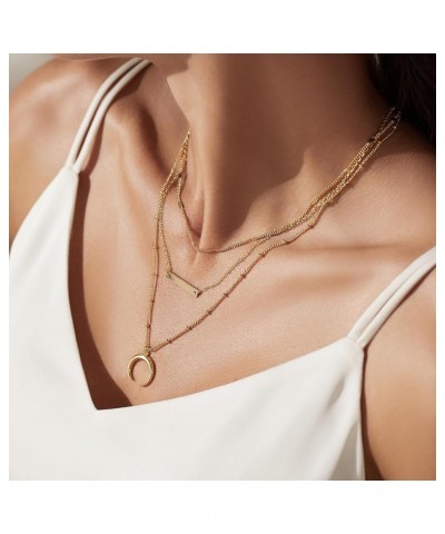 Layered Heart Necklace Pendant Layering Necklaces in 14K Gold Dainty Layering Necklace Set for Women, 14"-32 Style:Layer Bar ...