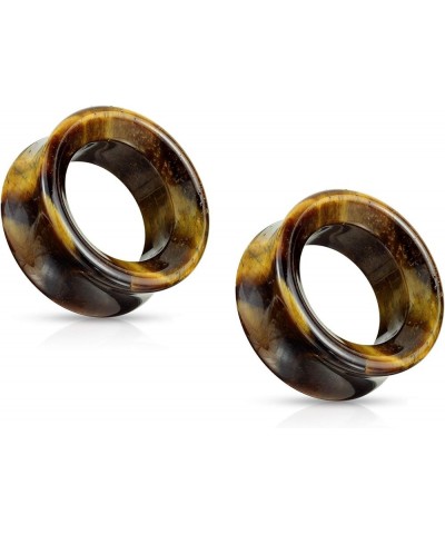 Tiger Eye Stone Double Flared Saddle Tunnels, Sold as a Pair 8mm (0GA) $11.12 Body Jewelry