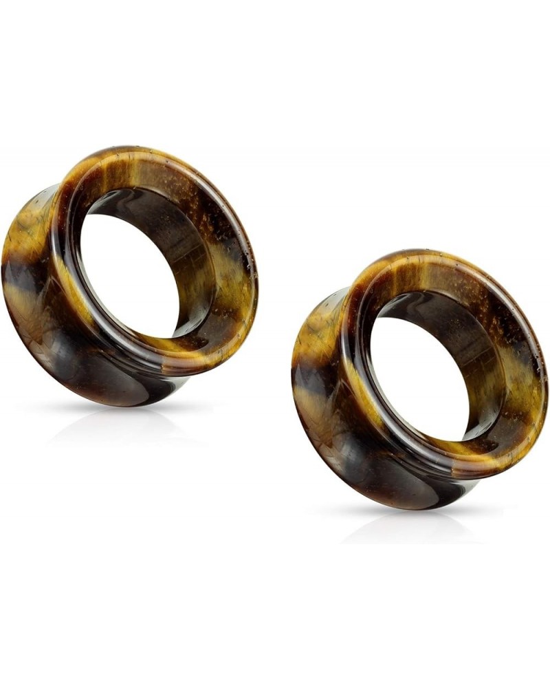 Tiger Eye Stone Double Flared Saddle Tunnels, Sold as a Pair 8mm (0GA) $11.12 Body Jewelry