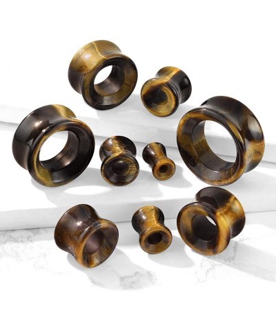 Tiger Eye Stone Double Flared Saddle Tunnels, Sold as a Pair 8mm (0GA) $11.12 Body Jewelry