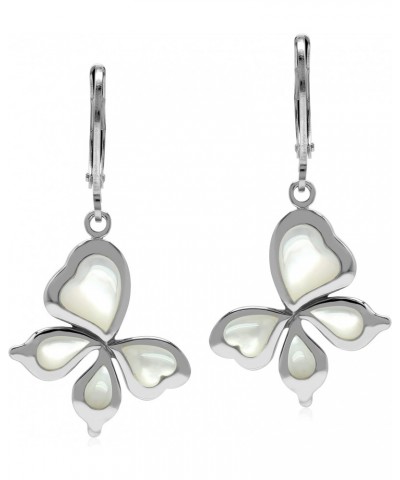 White Mother Of Pearl 925 Sterling Silver Leverback Butterfly Hypoallergenic Earrings Jewelry for Women $16.23 Earrings