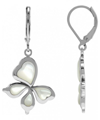 White Mother Of Pearl 925 Sterling Silver Leverback Butterfly Hypoallergenic Earrings Jewelry for Women $16.23 Earrings