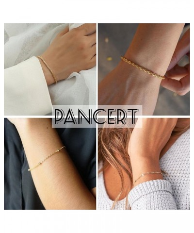 Dainty Gold Bracelet for Women 14K Gold Plated Lightweight Chain Bracelet Herringbone Twisted Rope Box Mesh Bracelet Charm Mi...