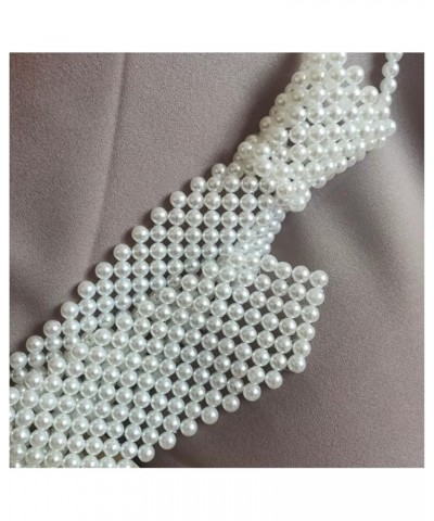 Women Hollow Out Woven Imitation Pearl Necktie Necklace Retro Weaving Beaded Vintage Jewelry Choker Shirt Tie Collar 16.54in ...