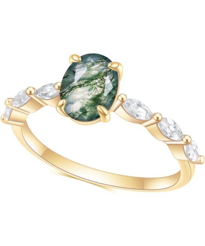 Moss Agate Rings 14k Gold Engagement Rings Women in 925 Sterling Silver Rings 29-Gold Green Moss Agate Ring $22.94 Rings