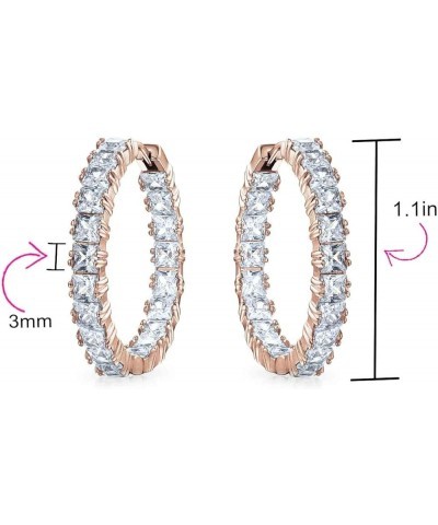 Wedding Modern Bridal Clear Cubic Zirconia Multi Color AAA CZ Baguettes Statement Large Pearl CZ Inside Out Hoop Earrings For...