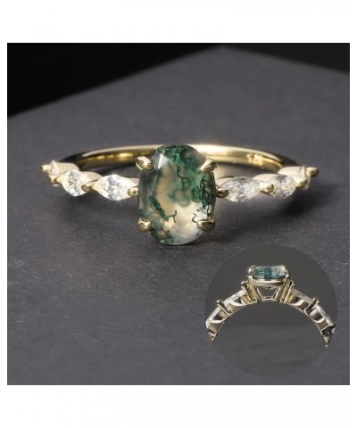 Moss Agate Rings 14k Gold Engagement Rings Women in 925 Sterling Silver Rings 29-Gold Green Moss Agate Ring $22.94 Rings