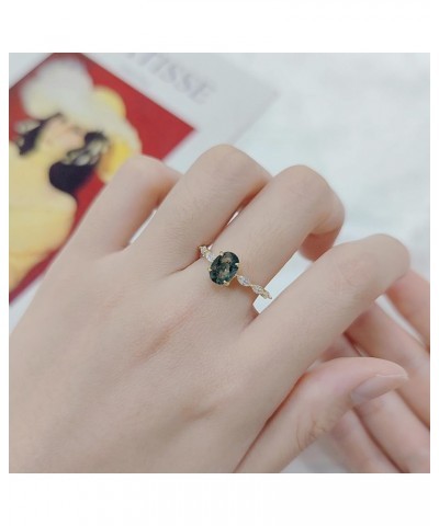 Moss Agate Rings 14k Gold Engagement Rings Women in 925 Sterling Silver Rings 29-Gold Green Moss Agate Ring $22.94 Rings