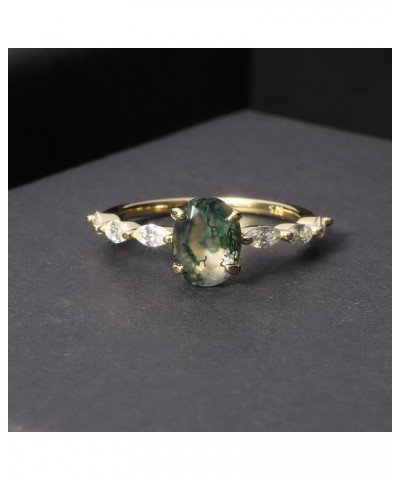 Moss Agate Rings 14k Gold Engagement Rings Women in 925 Sterling Silver Rings 29-Gold Green Moss Agate Ring $22.94 Rings