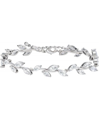 Cubic Zirconia Wedding Bridal Bracelet for Brides,Bridesmaids, Silver Crystal Elegant Tennis Bracelet for Women Prom Jewelry ...