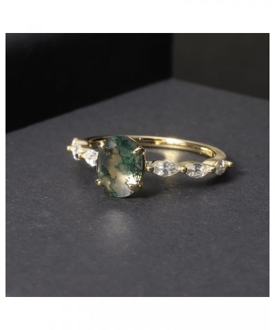 Moss Agate Rings 14k Gold Engagement Rings Women in 925 Sterling Silver Rings 29-Gold Green Moss Agate Ring $22.94 Rings