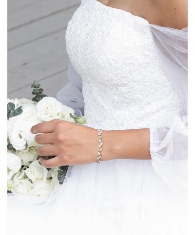 Cubic Zirconia Wedding Bridal Bracelet for Brides,Bridesmaids, Silver Crystal Elegant Tennis Bracelet for Women Prom Jewelry ...