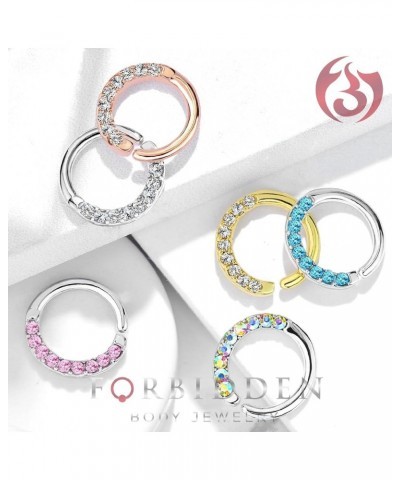 16g Platinum & Gold Plated CZ Lined Bendable Septum/Daith/Cartilage Hoop Platinum/AB $8.83 Body Jewelry