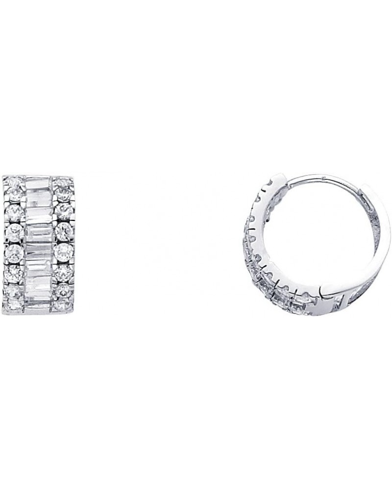 14K Yellow Gold Earrings Cubic Zirconia CZ Huggie Endless Hoop White Gold $131.20 Earrings