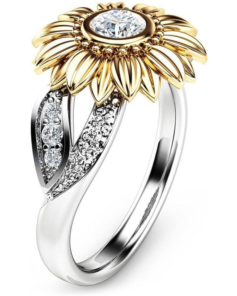 Womens Zircon Jewelry Rings Vintage Ladies Ring 8 Sunflower $4.19 Rings