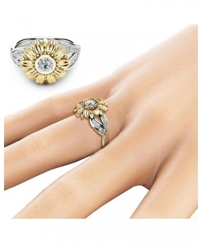 Womens Zircon Jewelry Rings Vintage Ladies Ring 8 Sunflower $4.19 Rings