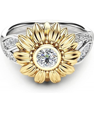 Womens Zircon Jewelry Rings Vintage Ladies Ring 8 Sunflower $4.19 Rings