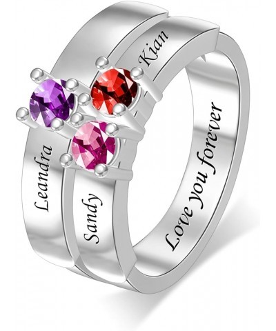 Customized Mothers Ring with 1-6 Simulated Birthstones & Names Round Mother Birthstone Rings for Women Family Ring for Mother...