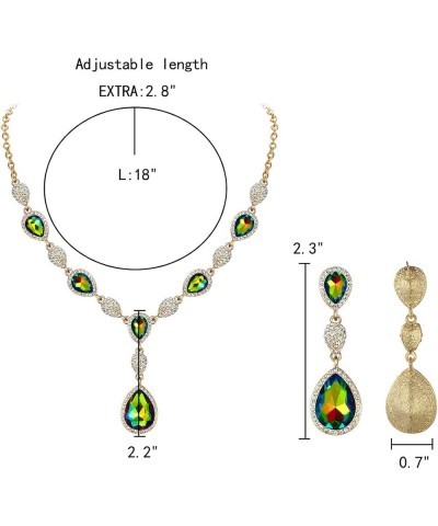 Women's Cubic Zirconia Teardrop Y-Necklaces Dangle Earrings Jewelry Sets for Brides Bridesmaids 11-Multicolor-Gold Tone $15.6...