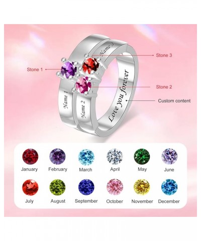 Customized Mothers Ring with 1-6 Simulated Birthstones & Names Round Mother Birthstone Rings for Women Family Ring for Mother...