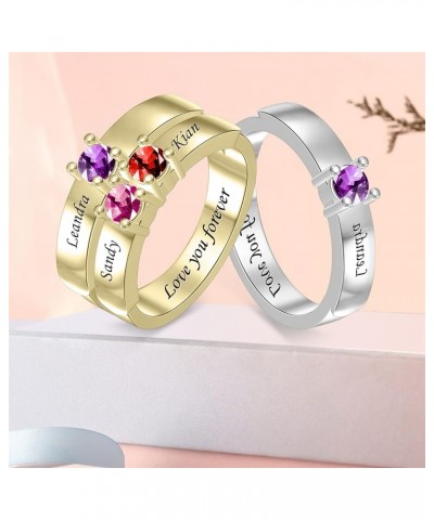 Customized Mothers Ring with 1-6 Simulated Birthstones & Names Round Mother Birthstone Rings for Women Family Ring for Mother...