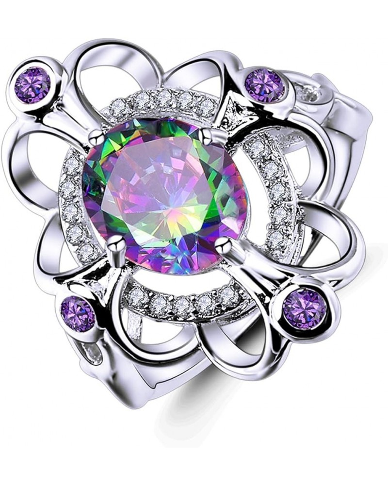 Women's 925 Sterling Silver Created Amethyst Filled Flower Knuckle Ring Band B-Rainbow $3.11 Rings