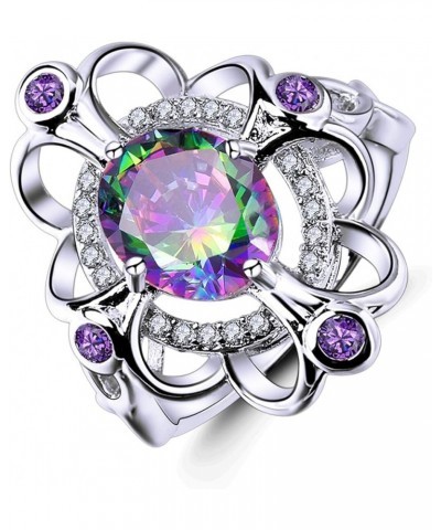 Women's 925 Sterling Silver Created Amethyst Filled Flower Knuckle Ring Band B-Rainbow $3.11 Rings