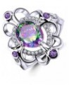 Women's 925 Sterling Silver Created Amethyst Filled Flower Knuckle Ring Band B-Rainbow $3.11 Rings