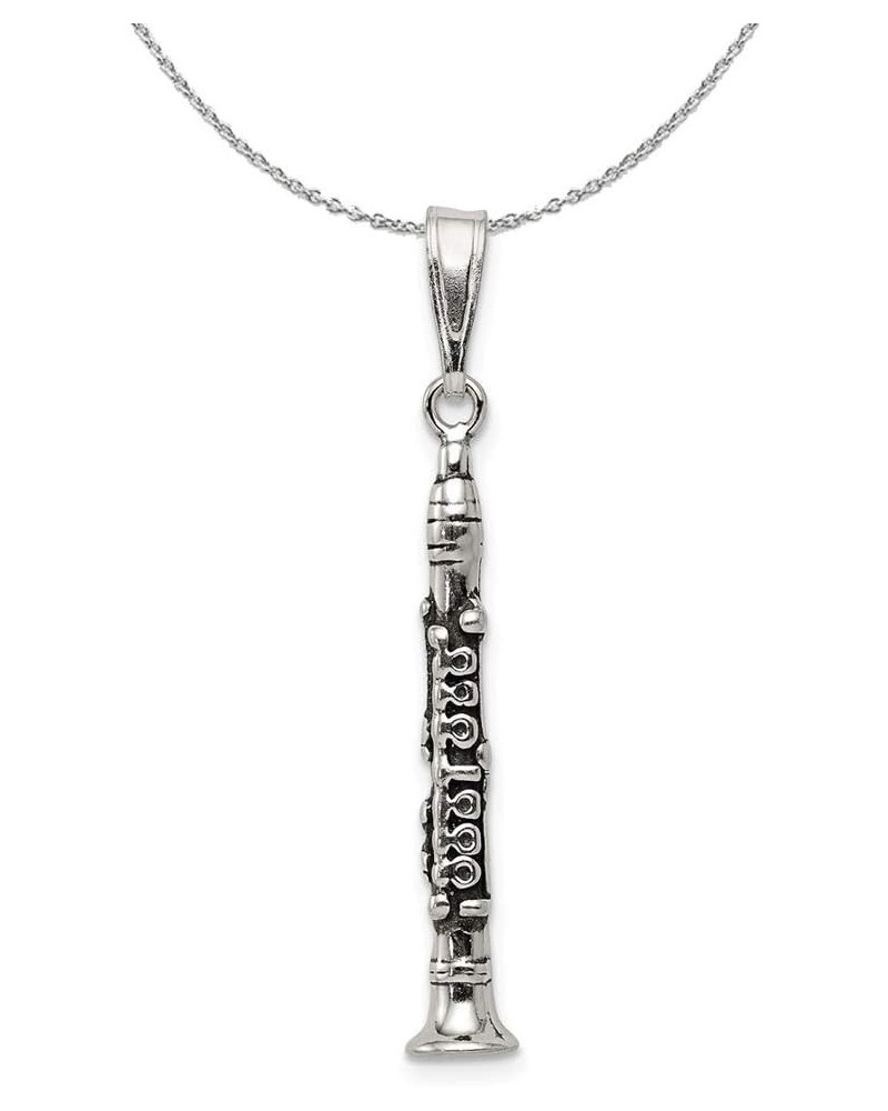 Sterling Silver 3D Antiqued Clarinet Necklace 16.0 Inches $32.85 Necklaces