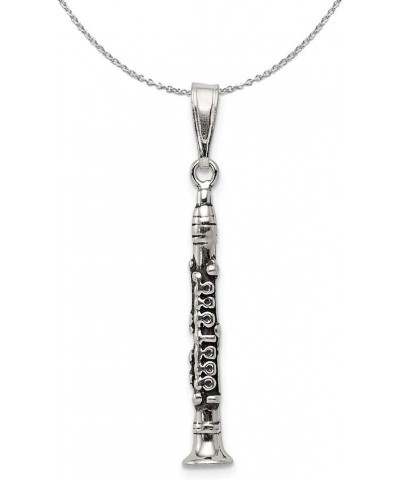 Sterling Silver 3D Antiqued Clarinet Necklace 16.0 Inches $32.85 Necklaces