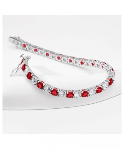 Tennis Bracelet Ruby | Eemeral | Sapphire | Cubic Zirconia Color Gemstone Silver Tennis Bracelet for Women Men 6.5|6.75|7.0|7...