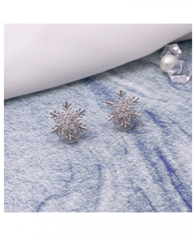 Winter Snowflake Cubic Zirconia Clip On Non Pierced Earrings CZ For Women Girls Clear $7.94 Earrings