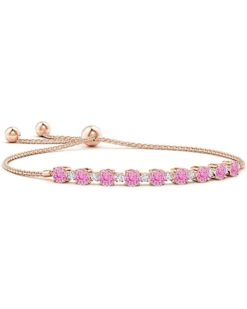 Natural Pink Sapphire Tennis Bracelet for Women, Girls in 14K Solid Gold | September Birthstone Jewelry Gift for Her | Weddin...