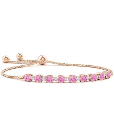 Natural Pink Sapphire Tennis Bracelet for Women, Girls in 14K Solid Gold | September Birthstone Jewelry Gift for Her | Weddin...