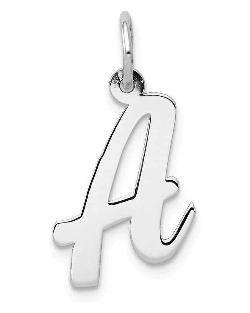 14k Gold Medium Script Letter Name Personalized Monogram Initial Charm Pendant Necklace Jewelry Gifts for Women in White Gold...