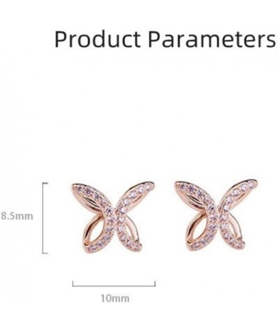 Rose Gold CZ Butterfly Earrings for Women Girls 925 Sterling Silver Hypoallergenic Minimalist Pink Crystal Infinity Hearted S...