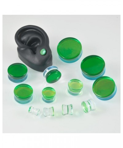 PAIR Green Glass Double Flare Solid Ear Plug Expander Purple Glass Ear Gauge Tunnel Body Piercing Jewelry 6mm-25mm/2G-1'' PAI...