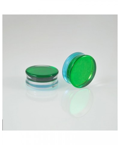 PAIR Green Glass Double Flare Solid Ear Plug Expander Purple Glass Ear Gauge Tunnel Body Piercing Jewelry 6mm-25mm/2G-1'' PAI...