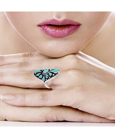 Turquoise Ring Sterling Silver 925 Genuine Gemstones Size 6 to 11 Turquoise $23.32 Rings