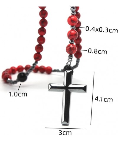 Rosary Necklace, Rosary Necklace Cross - 8mm Turkish Jewelry Necklaces for Men/Women dy Stainless Steel Saint Rosary Cross Lo...