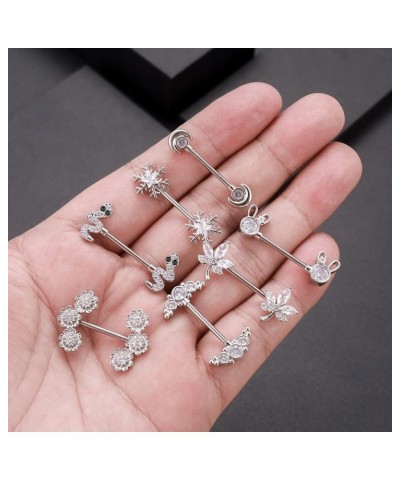 14G Cute Rabbit Nipple Rings Stainless Steel Cubic Zirconia Crystal Bunny Tongue Ring Nipple Studs Barbell Piercing Bar Body ...